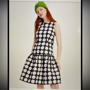 Kate Spade New York Mainline Julia Art Dot Jacquard Taffeta Midi Dress size 6